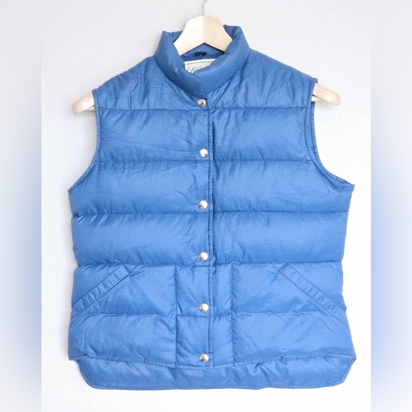 Vintage 1970s L.L. Bean Blue Down Puffer Snap Button Vest size small - Picture 1 of 7